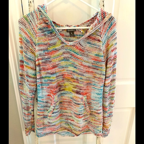 Eddie Bauer Rainbow Colored Knit Hooded 